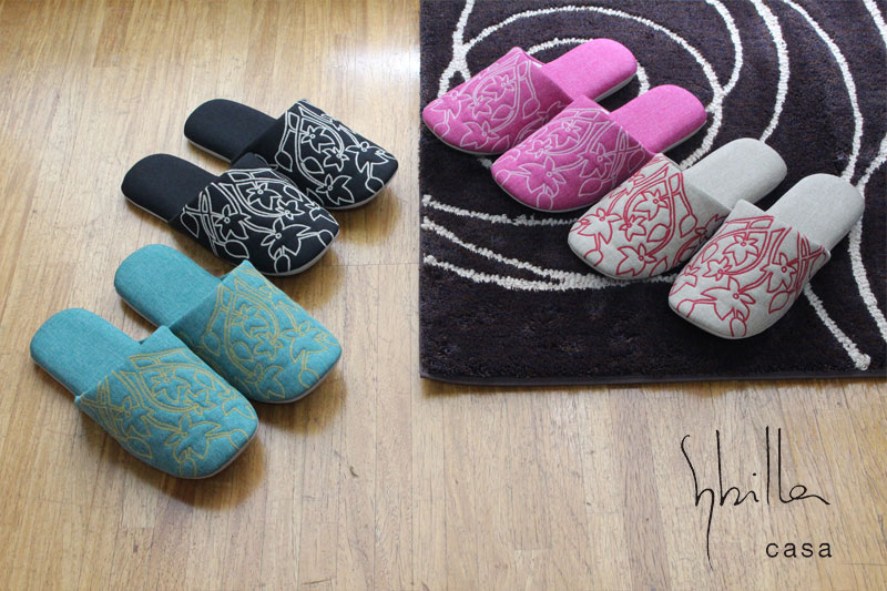 シビラ スリッパ ベネフィシオス 刺繍 花モチーフ M/Lサイズ 4色展開