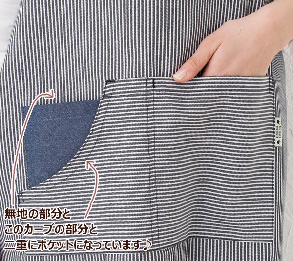 爆買 エプロン レギュラー丈 85cm ストライプ×無地 K149-2 メール便可