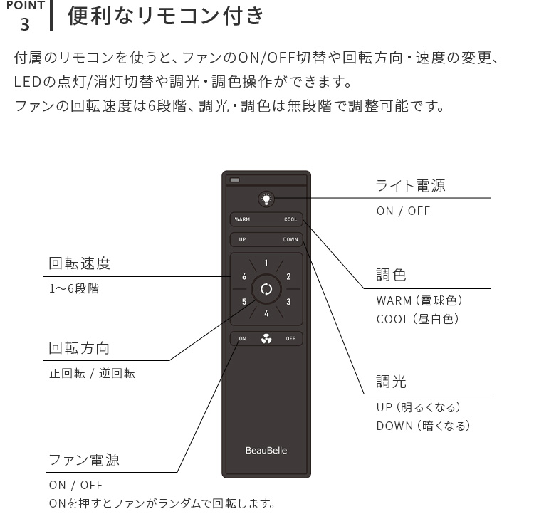 シーリングファンライト LED 薄型 リモコン付き バズー 3ブレード 3羽根 おしゃれ 照明 調光 調色 照明器具 天井照明 リビング用 吹き抜け 電気