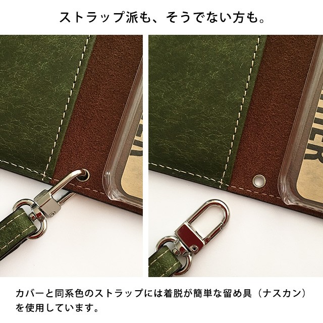 green ブックカバー、スマホポーチ ポケット付き 倉敷帆布 革タグスマホポーチ HIGHCAMP FACTORY OFFICIAL
