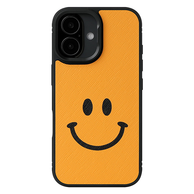 スマイルマーク ケース 黒 iPhone 17 ケース MagSafe対応 本革 スマイリーフェイス スマイル