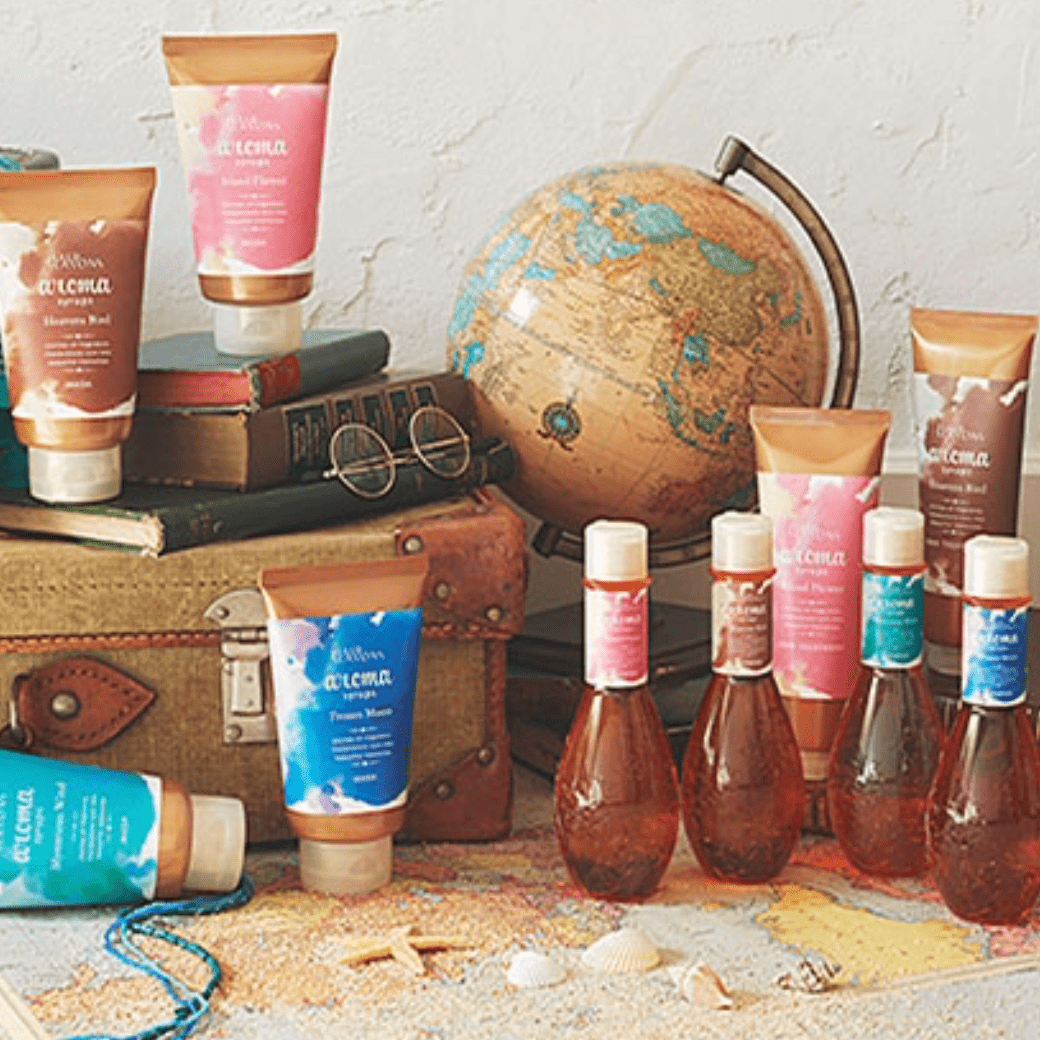 ヘアシーズンズ アロマシロップス  数千種類の香料素材の中から厳選した4つの香りで、まるで世界中を旅しているようなバスタイムを、あなたにお届けします。