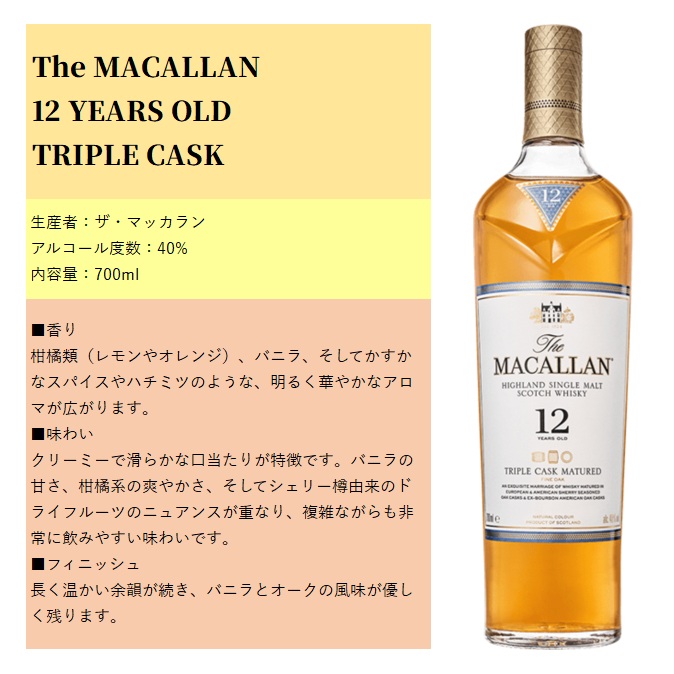 ザ・マッカラン トリプルカスク12年 箱付き 700ml 40% ハイランド