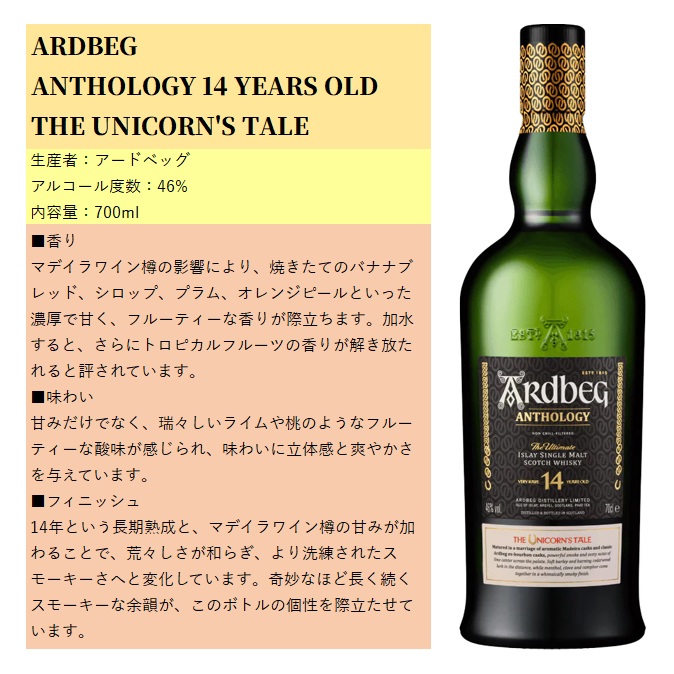 ARDBEG（アードベッグ） アンソロジー 14年 ユニコーンズ・テール 箱