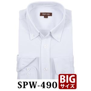 ワイシャツ ニットシャツ 大きいサイズ 形態安定 メンズ 白 白無地 ノーアイロンシャツ カッターシ...