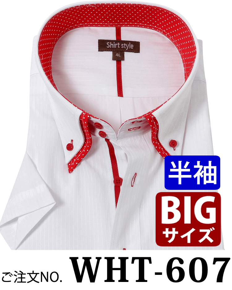 半袖 ワイシャツ メンズ 大きいサイズ 白 ボタンダウン 3L 4L 5L 6L 7L