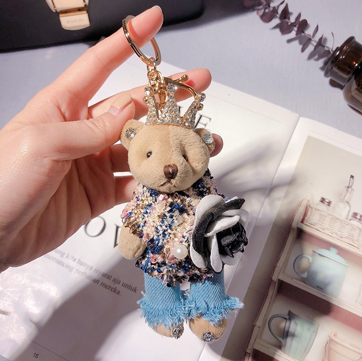 メール便発送] 王冠ベアぬいぐるみチャーム キーホルダー