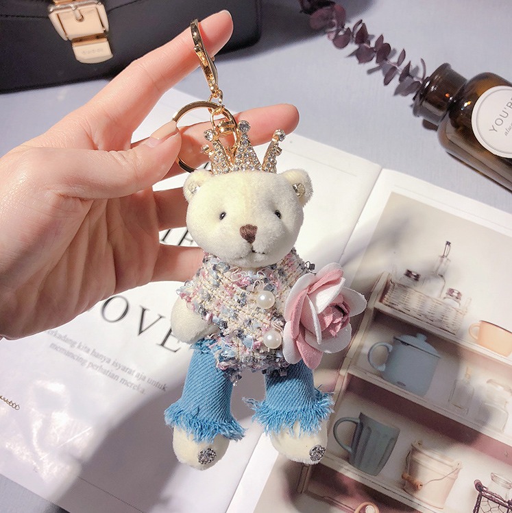 メール便発送] 王冠ベアぬいぐるみチャーム キーホルダー