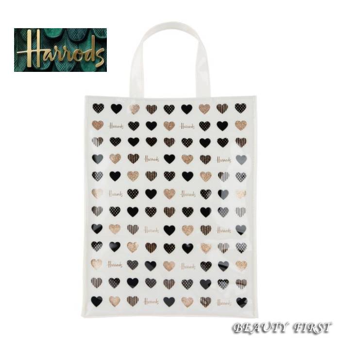 【正規品】 Harrods ハロッズ ラメ入りハート柄ミディアムショッパーバッグ(M) Medium Glitter Hearts Shopper Bagトートバッグ サブバッグ｜beauty-first