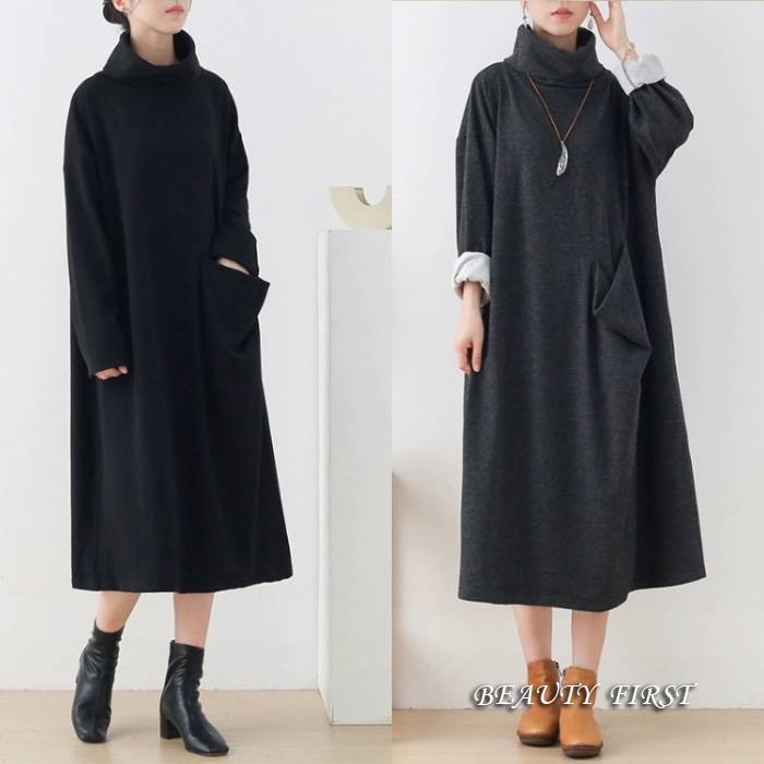 美品 総丈132㎝ プリーツプリーズ ハイネック 長袖ロング