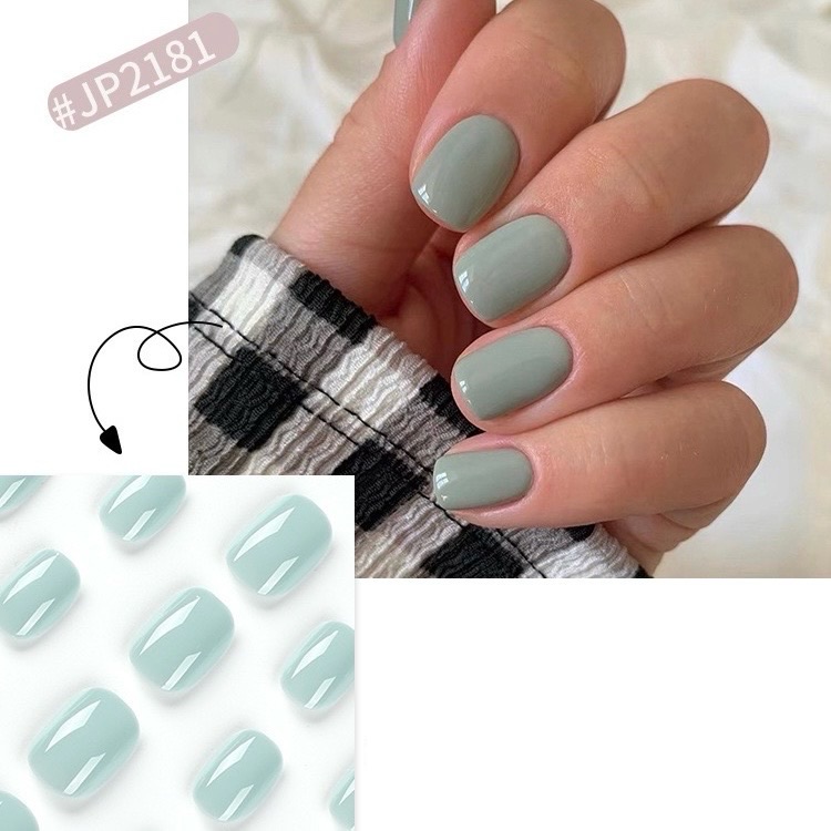 ワンカラー ショート ラウンド ネイルチップ 24枚入り ハンド用 簡単