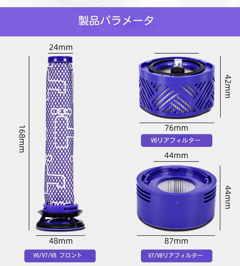 ダイソン掃除機フィルターV6 V7 V8 SV...の詳細画像4
