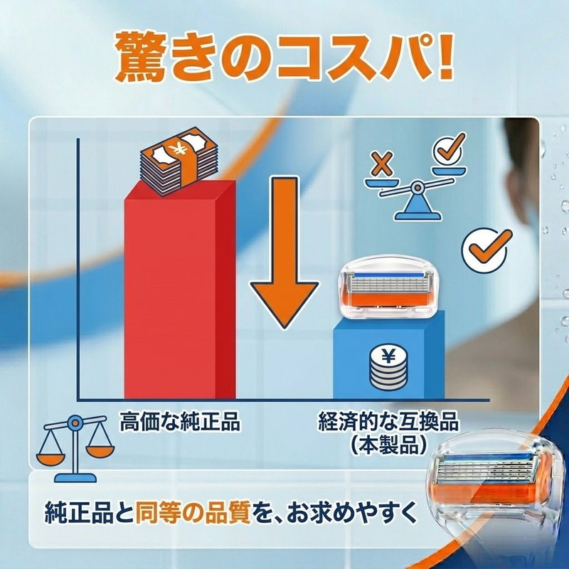 互換品ジレット 5枚刃 替刃 フュージョン 4...の詳細画像4