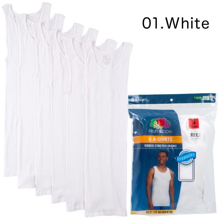 フルーツオブザルーム タンクトップ 3枚セット メンズ ホワイト FRUIT OF THE LOOM Mens White A-Shirts｜beautyholic｜02