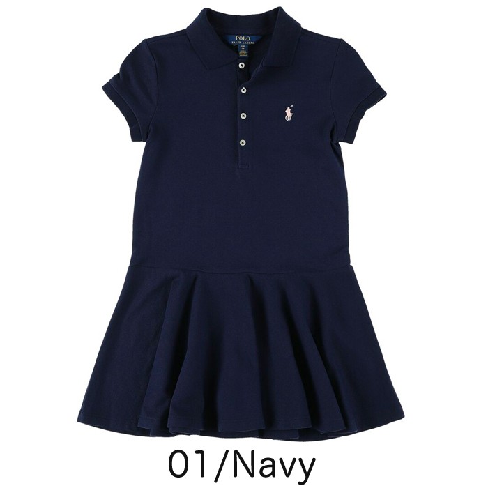 メール便 ポロ ラルフ ローレン Polo Ralph Lauren キッズ Short Sleeve Polo 半袖 Dress プリーツワンピース 女の子 未使用品 ワンピース ドレス
