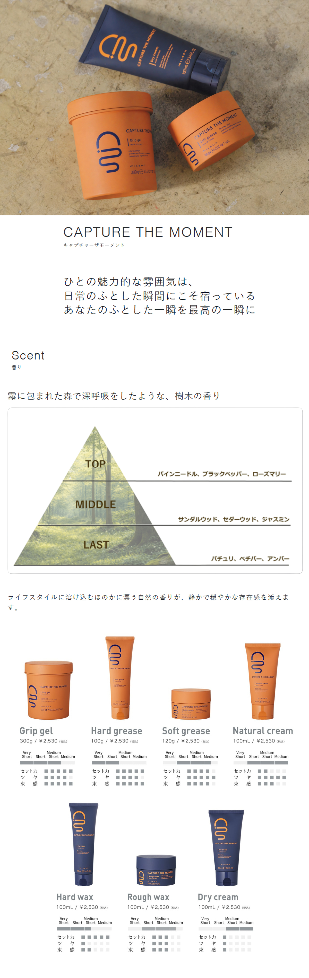 Milbon Capture The Moment全商品新品未開封 MILBON（ミルボン） キャプチャーザモーメント ハードグリース 100g