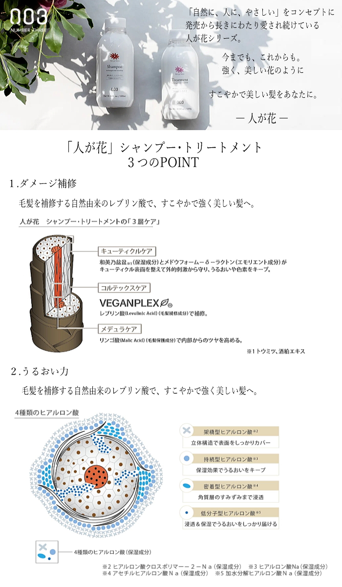 ナンバースリー 人が花 シャンプー300ml 【ポンプなし】 : 11-316