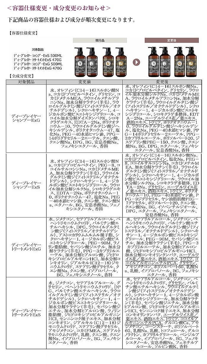 土日祝日出荷 ビューティーエクスペリエンス ディープレイヤー シャンプー Exg 750ml 詰替え用 & トリートメント Exg 750g 詰替え用 セット |  | 08