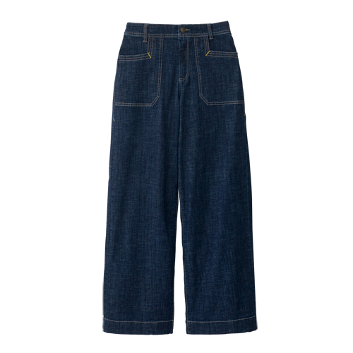 Tyyyy　　リネン100% デニム　変形ワイドパンツ リネン混ドライタッチ デニムワイドパンツ 全2色 デニムパンツ 麻混