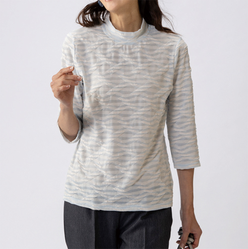 モックネック（レディースTシャツ、カットソー）（袖タイプ：七分袖 