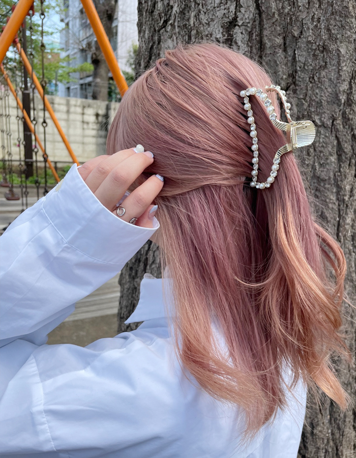 【Au Printemps Paris】ヘアクリップ パール ピンク 黒 2色 アレクサンドル ドゥ パリ ALEXANDRE DE PARIS ALEXANDRE DE
