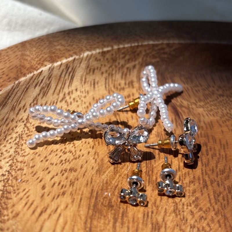 リボン セット ピアス 3SET 韓国 アクセサリー シルバー ゴールド