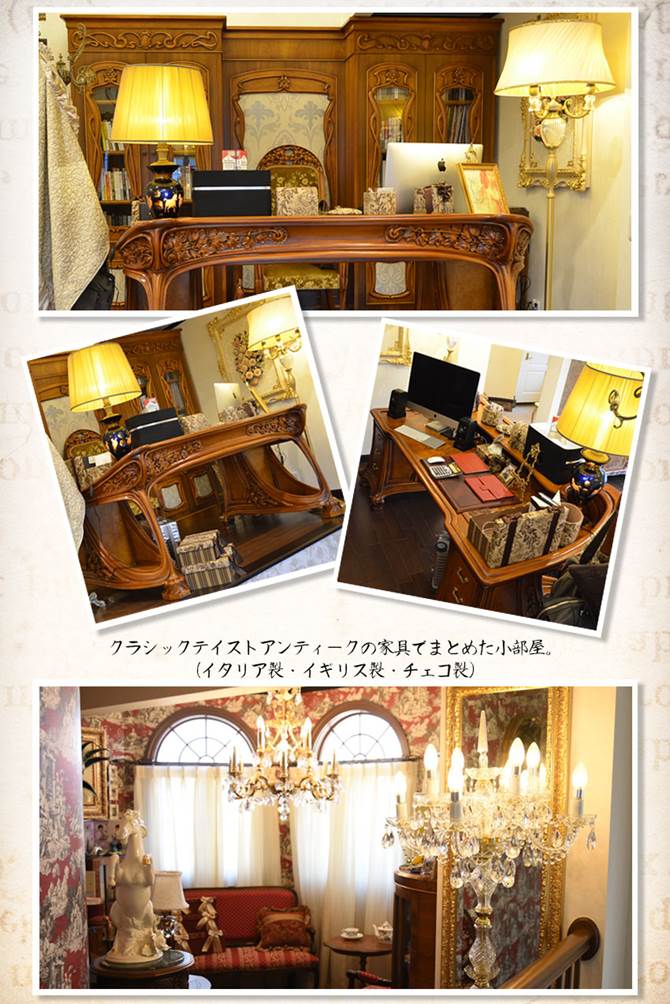 美品✨ 高級 イタリアアンティーク家具 象嵌細工 ダイニングテーブル80cm猫脚 イタリア製 象嵌オーバルダイニングセット5P （ブルーフラワー