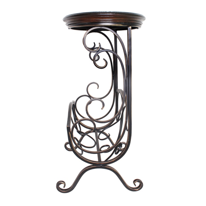 ガラステーブル バラ アイアン マガジンラック アンティーク、ロココ