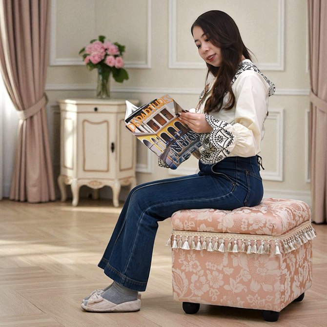 便利な収納スツール ボックス♦️アメリカン ヴィンテージ風♦️ロココ