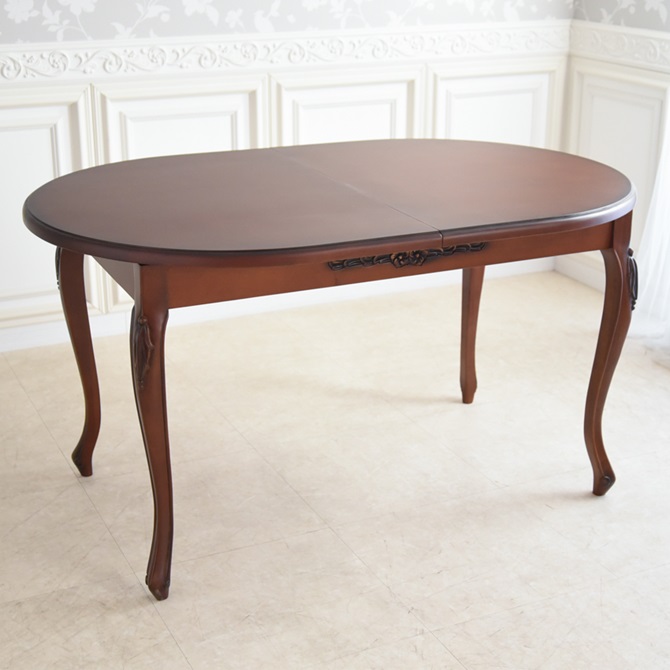 テーブル 伸縮 4人 6人 楕円 伸長式 140cm 175cm 木製 オーバル