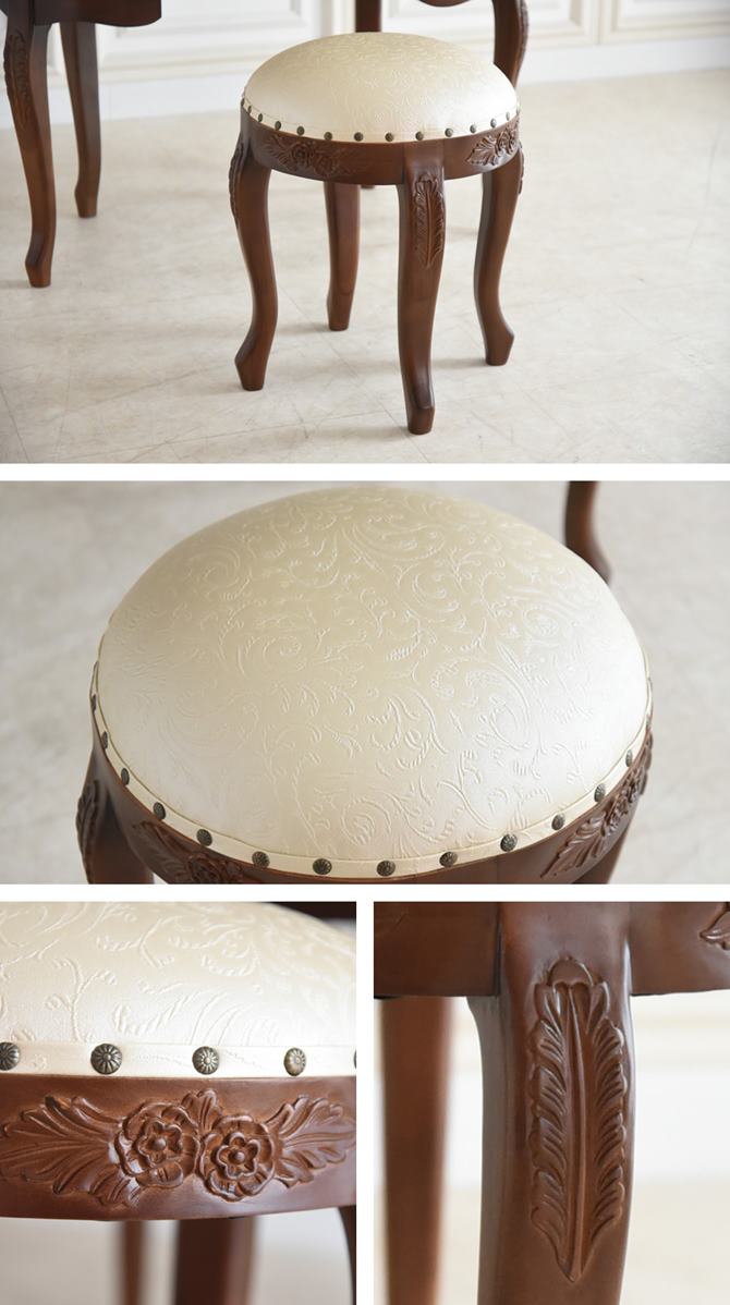 △予約△ドレッサー ブラウン 茶 三面鏡 可愛い ドレッサー&スツール