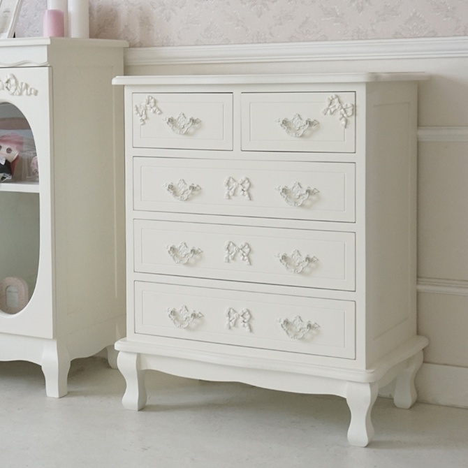 ジェシカ マクリントック/チェスト 箪笥 ドレッサー/輸入家具 ホワイトロココ調 △予約△Stella Ribbon 姫系 チェスト ホワイト 幅65cm ロココ調