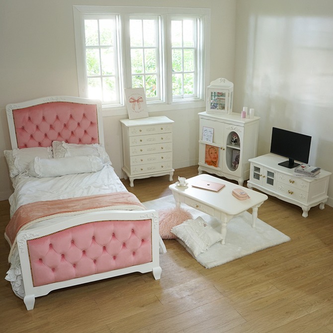 △予約△Stella Ribbon 姫系 チェスト ホワイト 幅65cm ロココ調