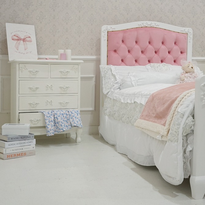 △予約△Stella Ribbon 姫系 チェスト ホワイト 幅65cm ロココ調