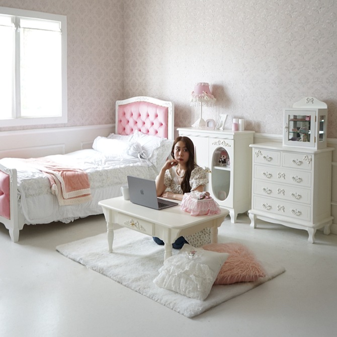 △予約△Stella Ribbon 姫系 チェスト ホワイト 幅65cm ロココ調