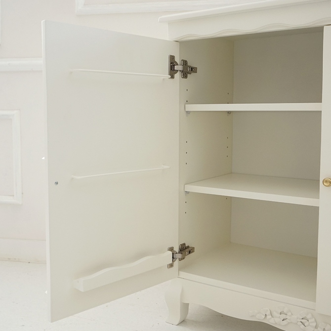 △予約△Stella Ribbon 推し活 キャビネット ホワイト 姫系 幅75cm