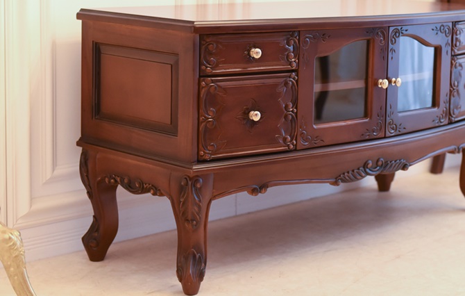 テレビ台 マホガニーのTVボード105 アンティーク調 ブラウン