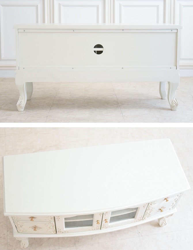 テレビ台 105 アンティークホワイト 完成品 木製 ローボード 白家具