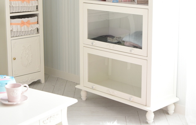 △予約△プリンセス・スライド本棚4段 ロココ調 アンティーク調