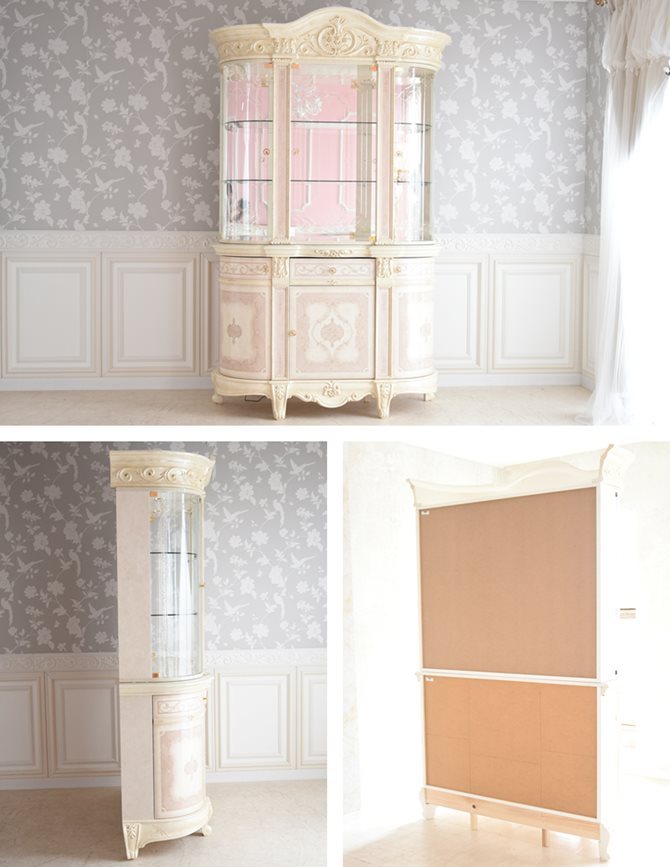 ヴェルサイユ ３ドアカップボード 飾り棚 ＩＶＯＲＹ イタリア製