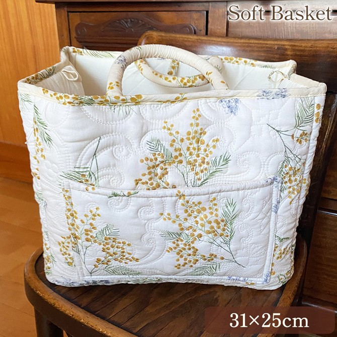 ソフトバスケット 31×23×25cm バッグ 鞄 トートバッグ サブバッグ ロココ調 アンティーク調 インテリア雑貨 mimosa printemps ミモサプランタン