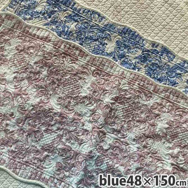 マット キルトマット 48×150cm 綿100％ 玄関マット バスマット トイレマット キッチンマット カラープリントキルトマット ST2 blue ブルー ヨーロピアン
