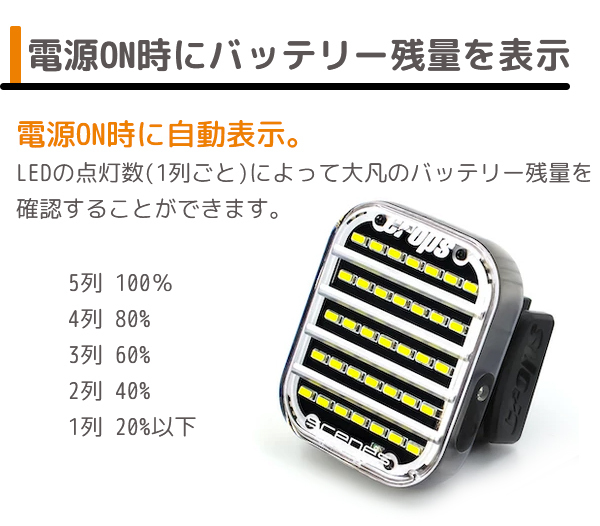 クロップス ライト scens SC100W (シーンズ) 自転車 ライト 自動点灯 フロントライトオートセーフティーライト クリップ 取り付け ブラケット付属 Crops