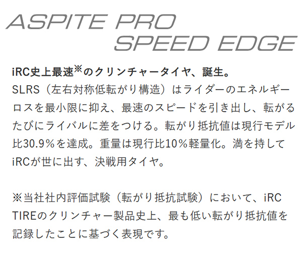 IRC タイヤ アスピーテ プロ スピードエッジ クリンチャー 700x25C