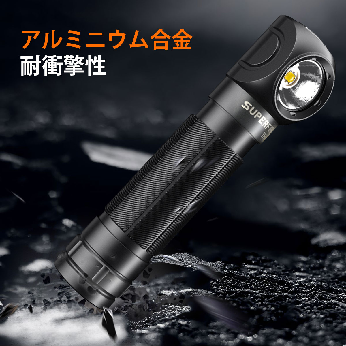 懐中電灯 Type-C充電式LED懐中電灯TH04、磁石付き・90°調整可ヘッドランプ