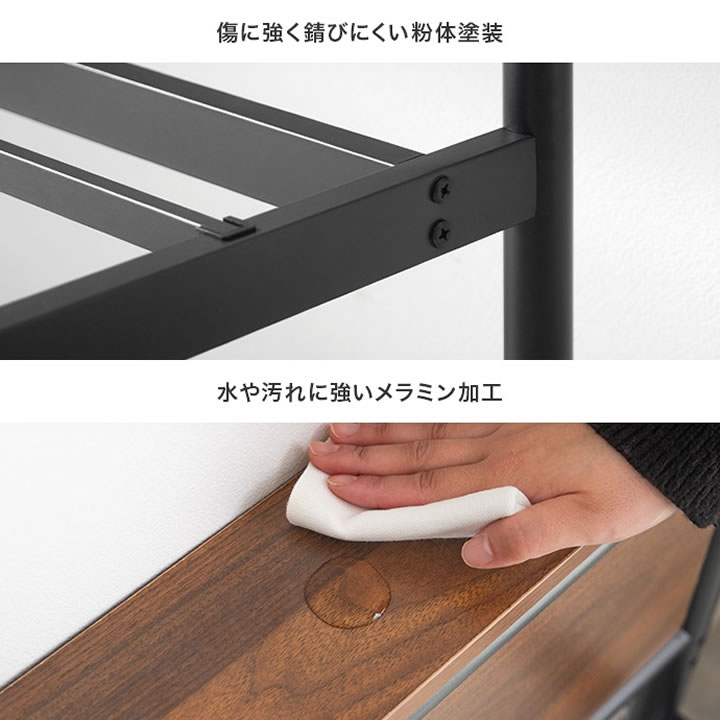 2口コンセント棚付きバイカラーパイプベッド【Ethan】高さ2段階調整 ベッド下収納対応を通販で激安販売