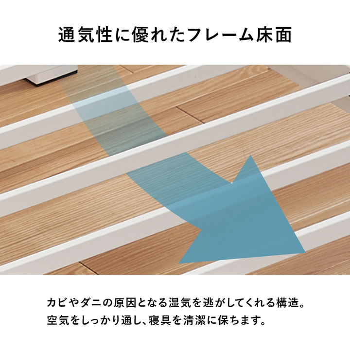 ヘッドレスベッド シングル スチールベッド ベッドフレーム ネジ不要 組立簡単 パイプベッド ベッド下収納 セミダブル_9