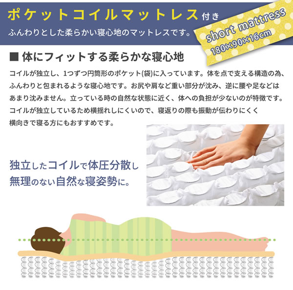 裏技隠し収納付き！女性に人気のショート丈収納ベッド【Anita-ss】を通販で激安販売