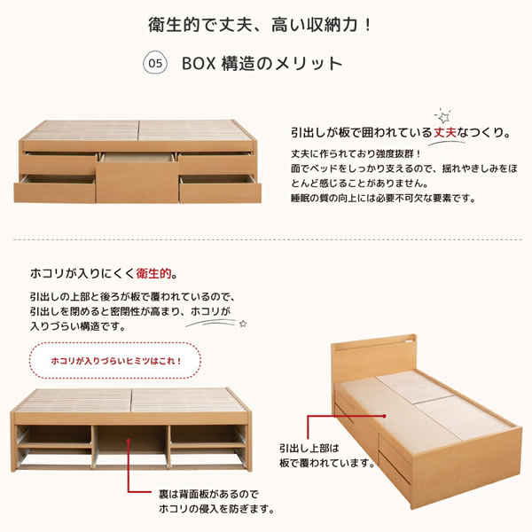 高品質で低価格！すのこ仕様日本製ショート丈チェストベッド【Mildred】を通販で激安販売