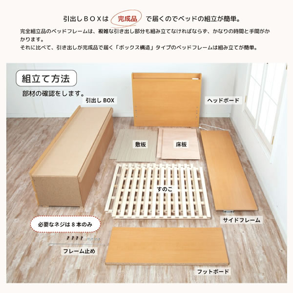 高品質で低価格！すのこ仕様日本製ショート丈チェストベッド【Mildred】を通販で激安販売